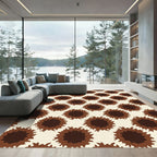 Cream Brown Sunburst Repeat Rug