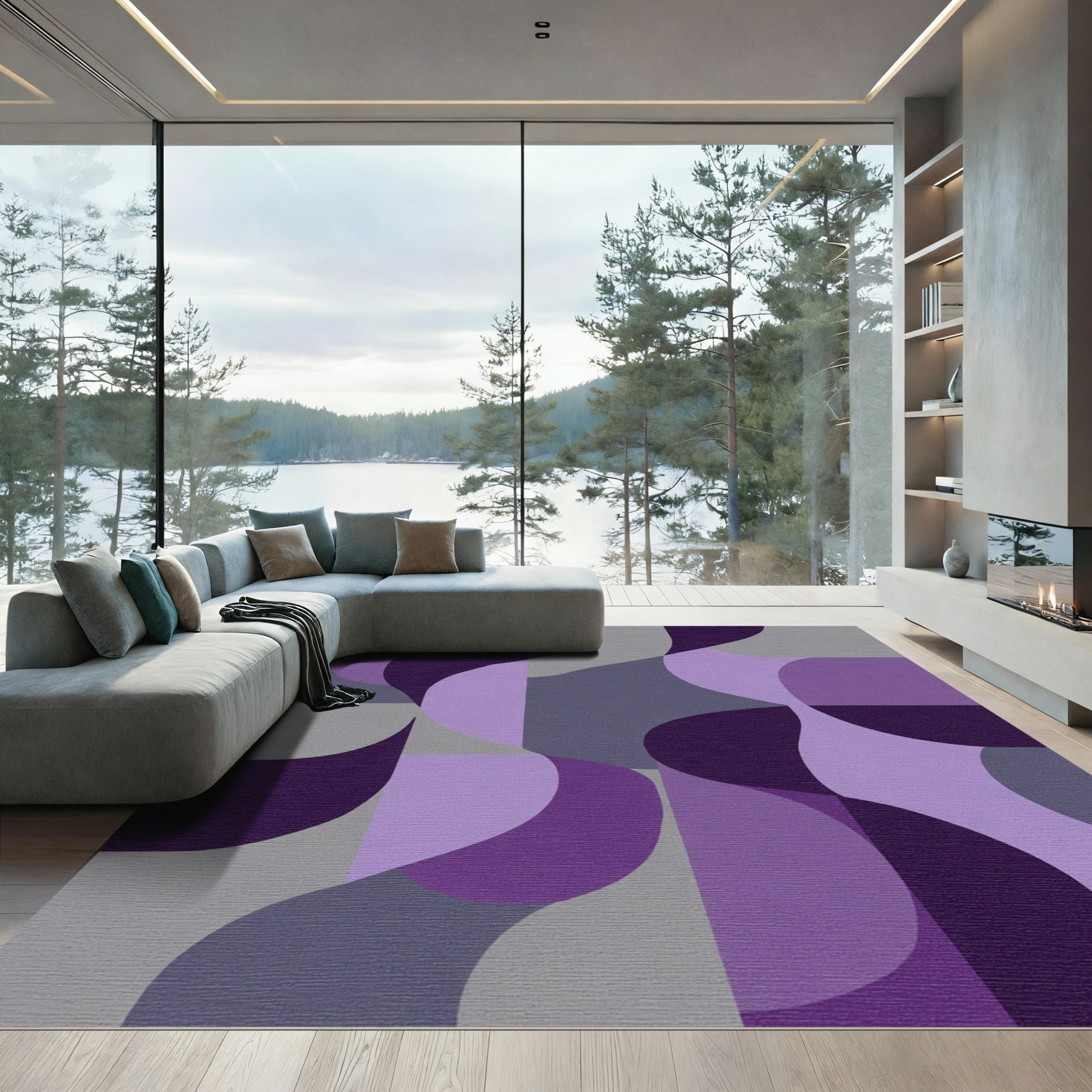 Amethyst Geode Swirl Geometric Rug