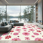 Pink Floral Meadow Garden Rug