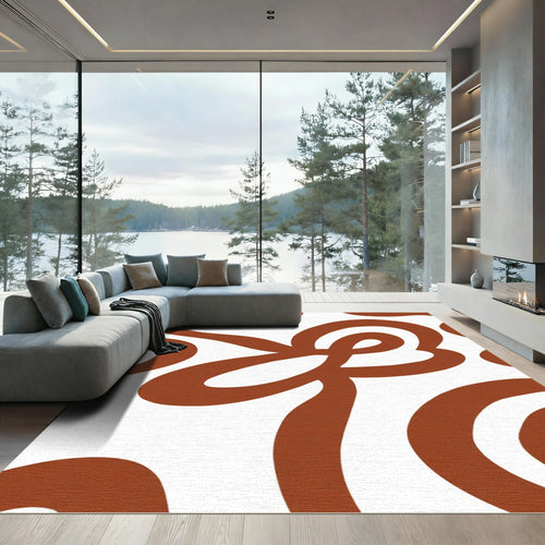 Bold Swirl Brown Abstract Rug