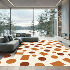 Earthy Orange Circles Rectangles Congruent Rug
