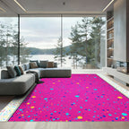 Pink Teal Yellow Confetti Circles Rug
