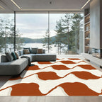 Terracotta Cream Abstract Organic Waves Rug