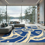 Navajo Inspired Blue Cream Swirls Rug