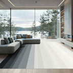 Modern Charcoal Gray Gradient Stripes Rug