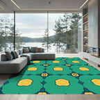 Teal Yellow Intricate Floral Medallion Rug