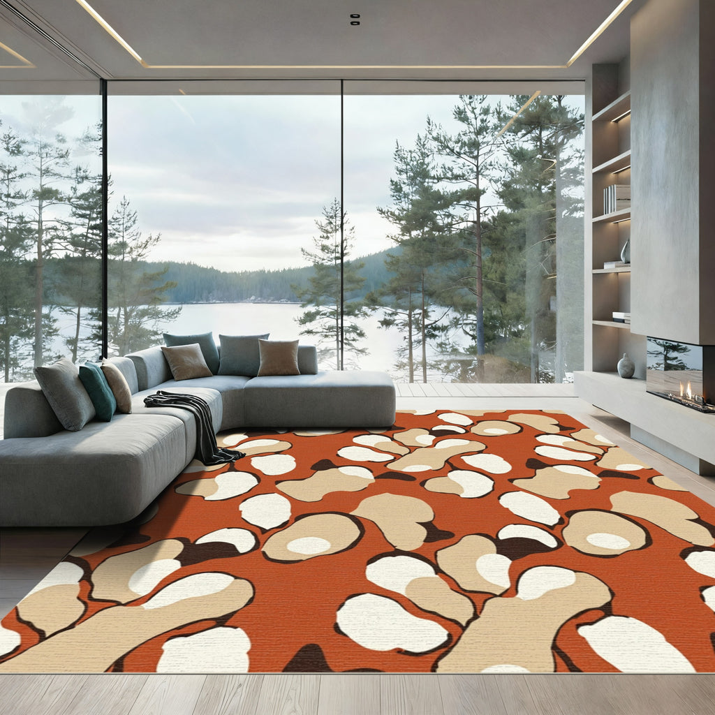 Terracotta Abstract Organic Shapes Rug