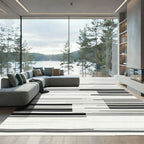 Monochrome Parallel Lines Abstract Rug
