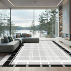 Modern Grid Black White Plaid Rug