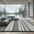 Monochromatic Striped Geometric Bands Rug