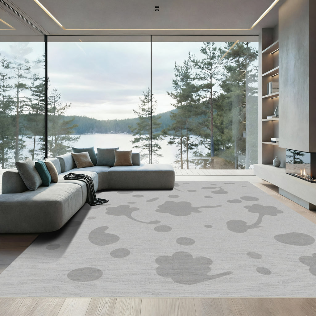 Subtle Gray Floral Scatter Rug
