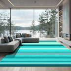 Teal Blue Gradient Stripe Rug