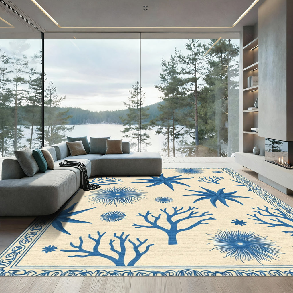 Blue Coral Starfish Aquatic Botanical Rug