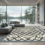 Monochrome Geometric Tribal Diamond Rug