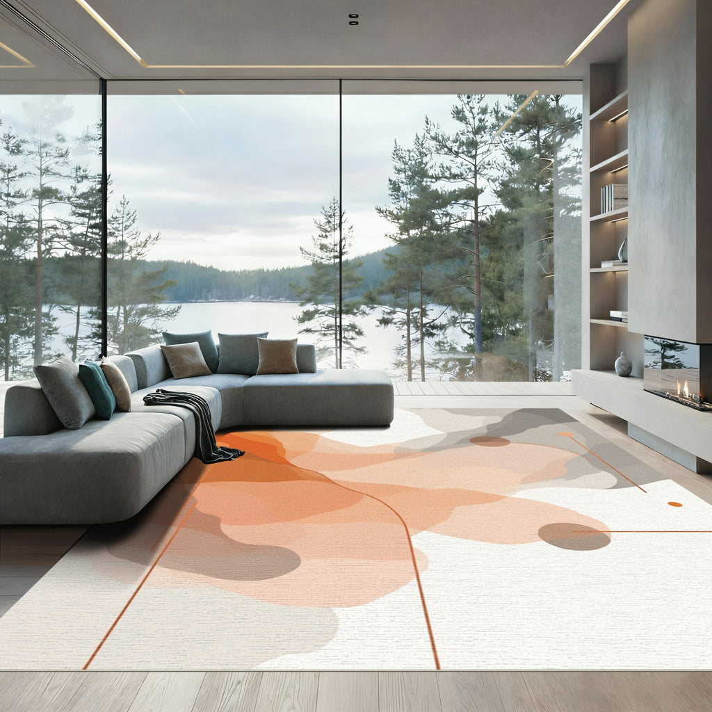 Earthy Orange Abstract Organic Layers Rug