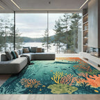 Underwater Coral Reef Marine Life Rug
