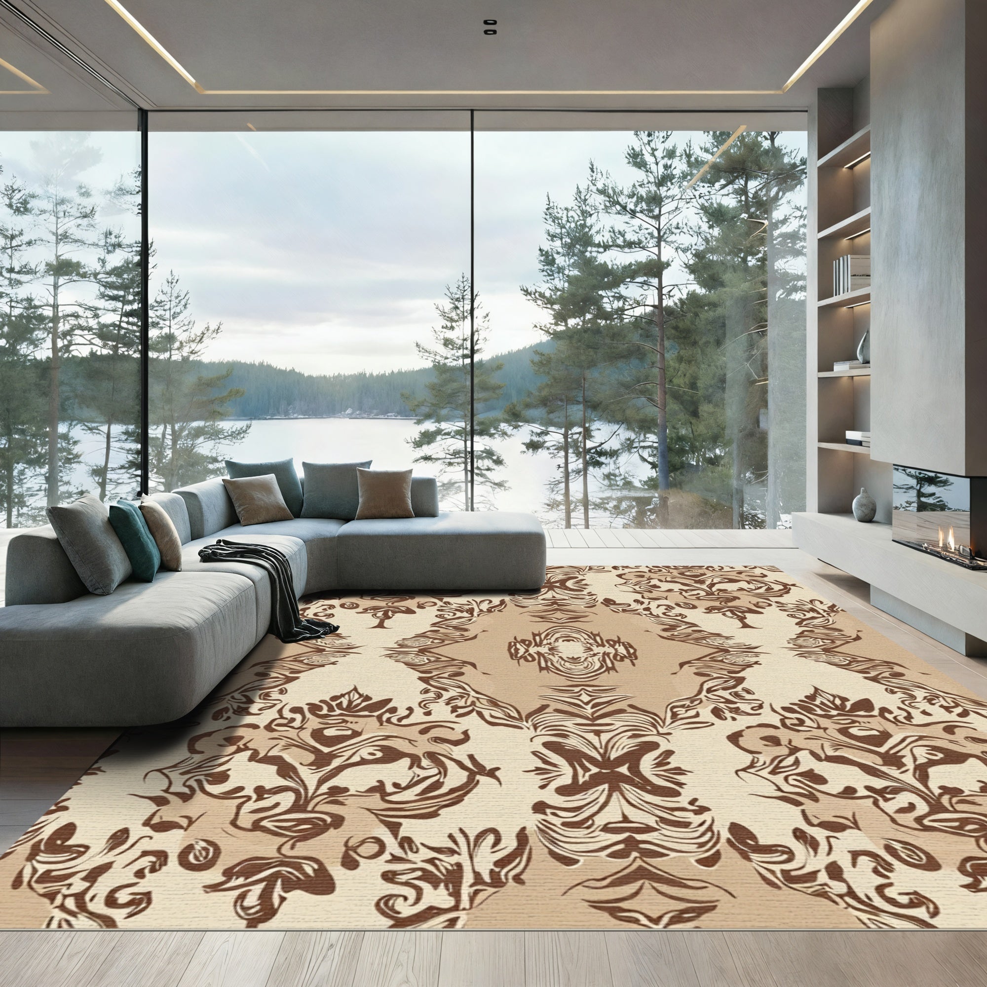 Earthy Savanna Abstract Floral Rug