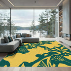 Coastal Teal Abstract Swirl Rug