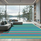 Aqua And Coral Striped Lines Rug