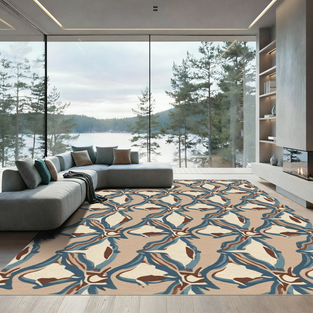 Earthy Abstract Interlocking Diamond Rug