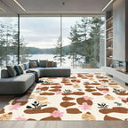 Whimsical Brown Floral Clay Pebble Rug