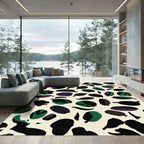 Organic Black Green Purple Shapes Rug