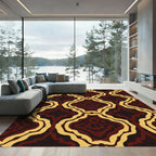 Deep Red Ochre Geometric Arabesque Rug