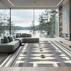Gray Cream Diamond Stripe Geometric Rug