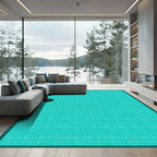 Aqua White Linear Grid Overlay Rug