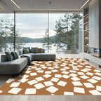 Brown Cream Scattered Square Composition Rug