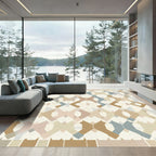 Geometric Earthy Beige Color Blocks Rug