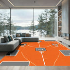 Orange Court Hoops Graphic Rug