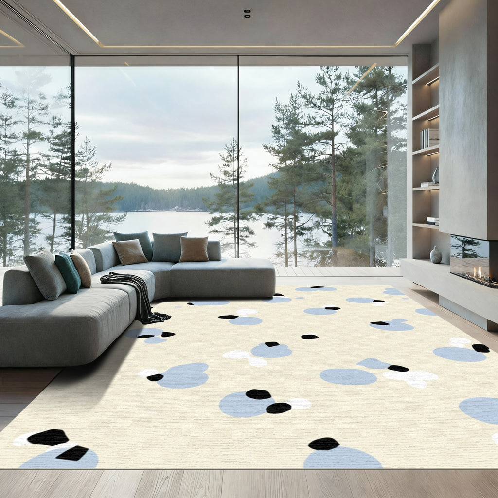 Soft Blue Abstract Scatter Dot Rug