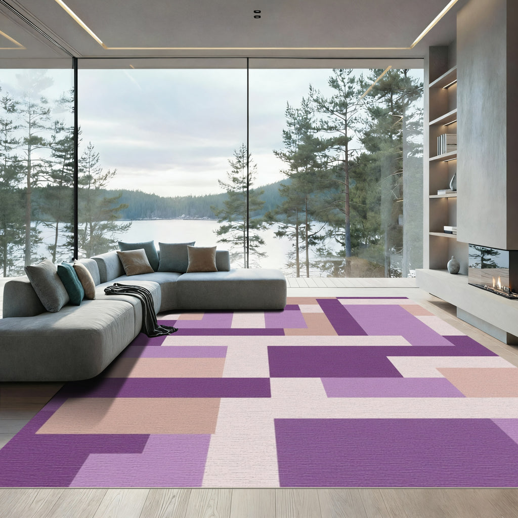 Cool Geometric Shapes Lavender Rug