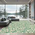 Sage Green Leafy Vine Swirls Rug