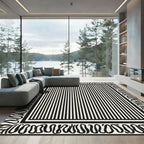 Black And White Striped Border Rug