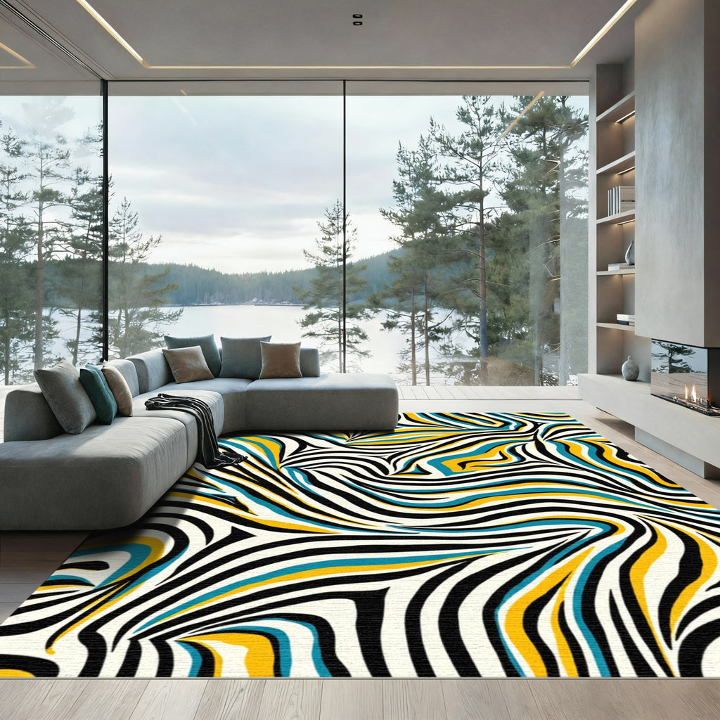 Bold Zebra Stripe Wave Rug