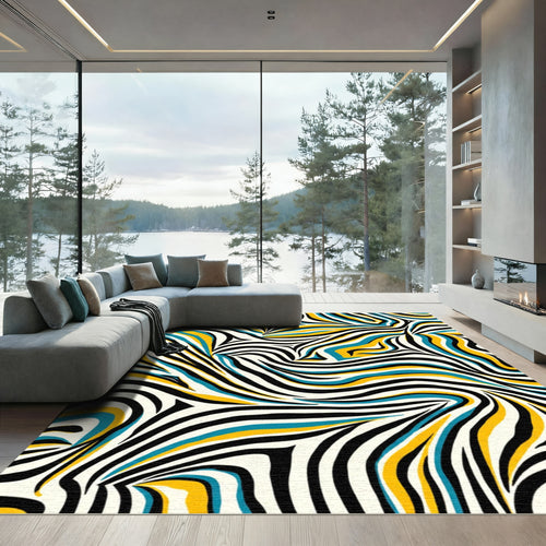 Bold Zebra Stripe Wave Rug