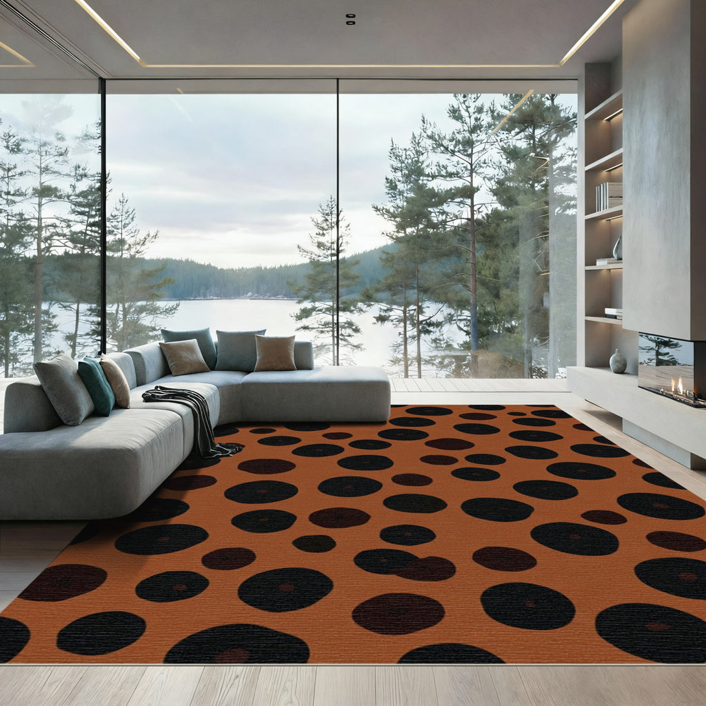 Rustic Brown Black Polka Dot Compositions Rug