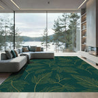 Emerald Green Golden Fern Art Rug