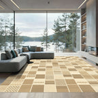Earthy Tone Textured Patchwork Squares Rug