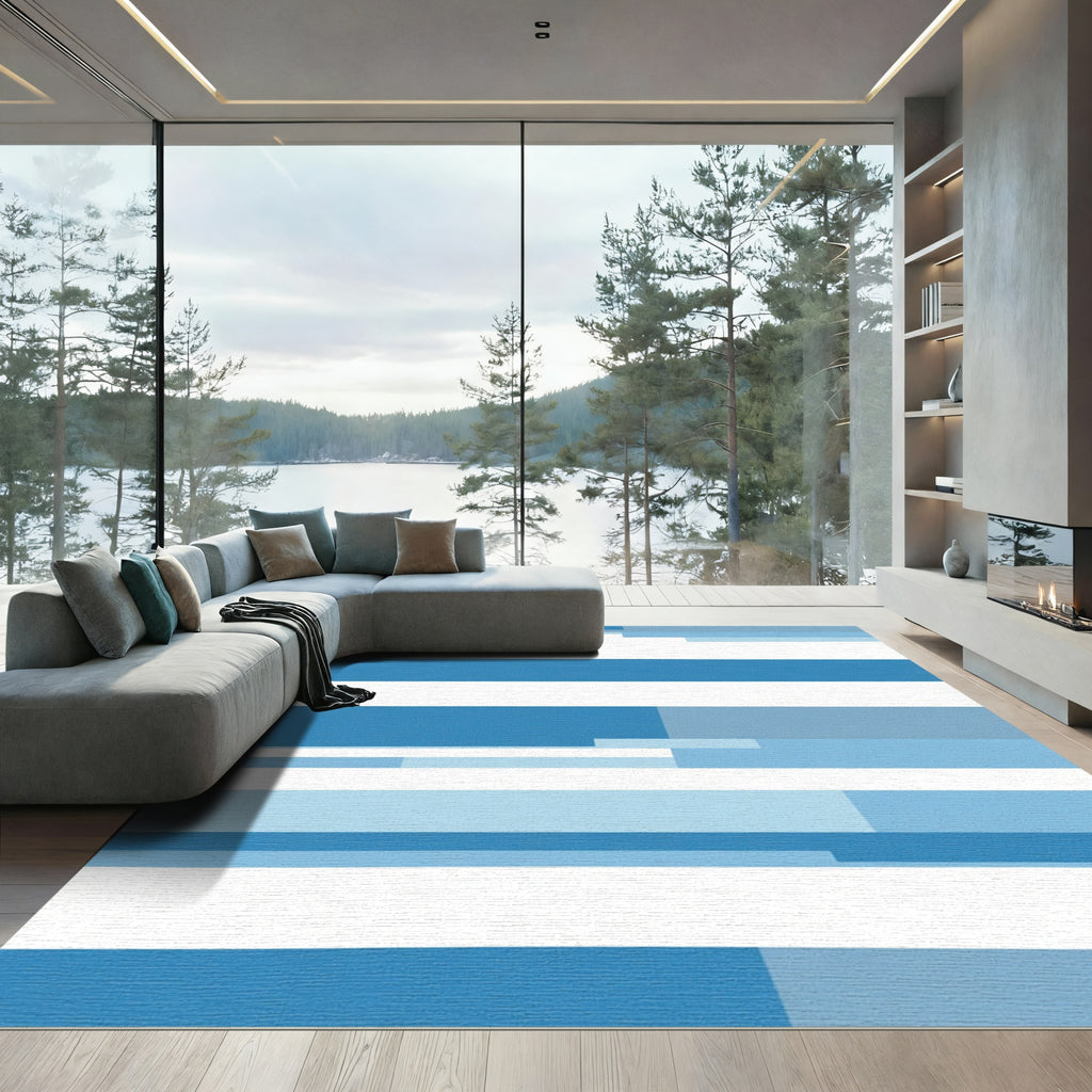 Blue Gradient Horizontal Stripe Rug