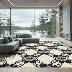 Black Cream Interlocking Abstract Forms Rug