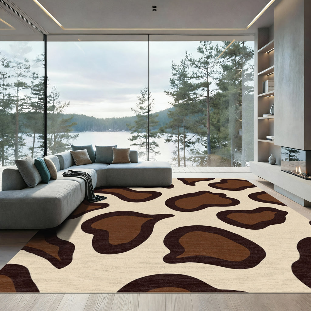Brown Beige Animal Print Spots Rug