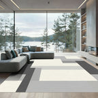 Cool Tone Geometric Block Arrangement Rug