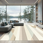 Earthy Tone Abstract Geometric Stripes Rug