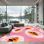 Pink Abstract Orange Seed Pod Rug