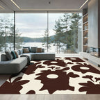 Dark Brown Abstract Floral Pattern Rug
