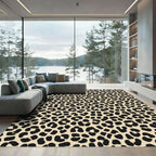 Classic Black Spotted Tan Animal Print Rug