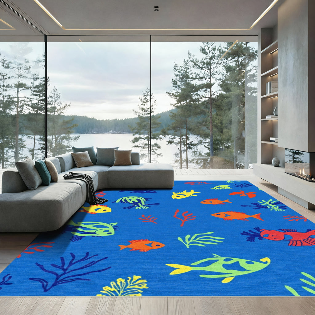 Bright Coral Fish and Seaweed Rug